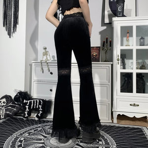 Lace Velvet Flare Trousers