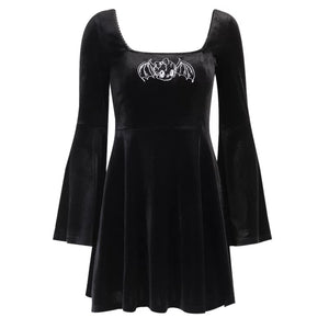 Ghost Print Velvet Mini Dress