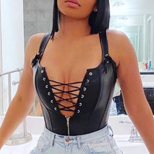 Lace Up Leather Bustier