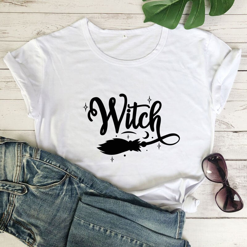 Witch Broom Print T-Shirt