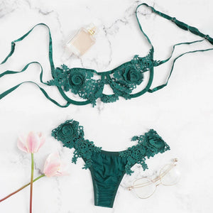 Green Roses Lingerie Set