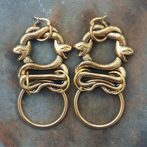 Twin Serpents Hoop Earrings