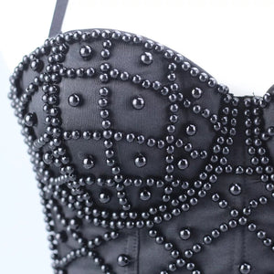 All Over Black Pearls Bustier