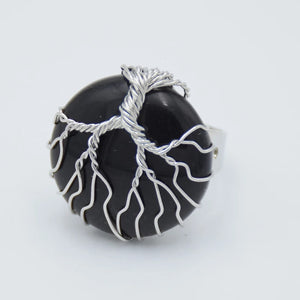 Silver Tree Of Life Stone Ring