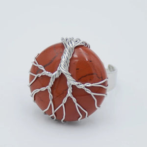 Silver Tree Of Life Stone Ring