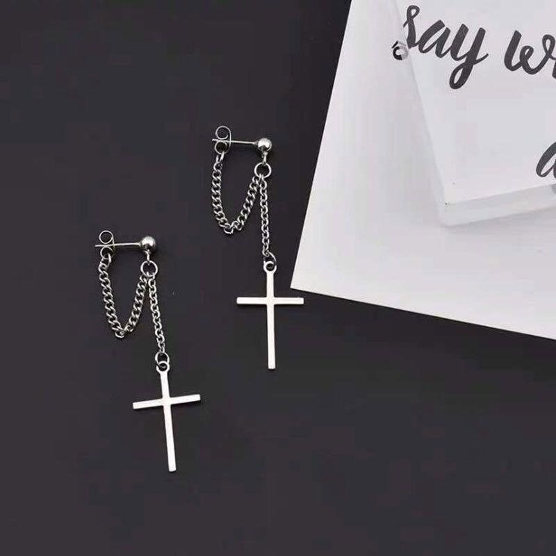 Cross Chain Earrings