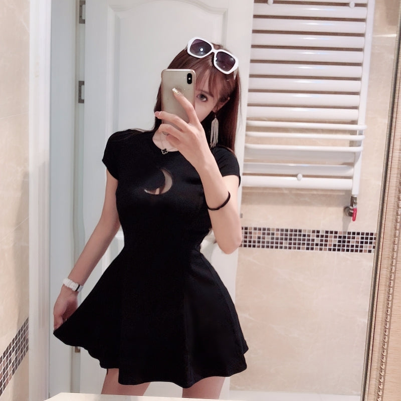 Crescent Moon Black Mini Dress