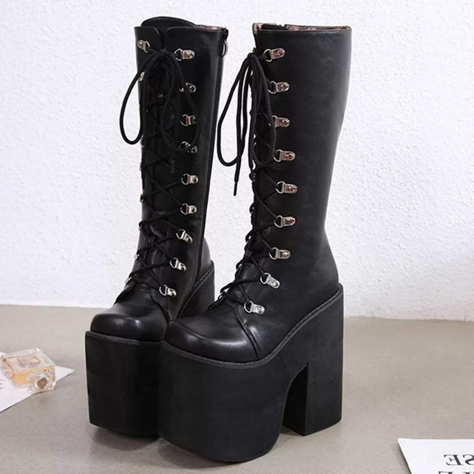 High Heel Wedge Boots