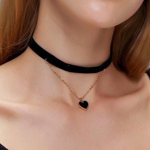 Two-Layer Hanging Heart Choker