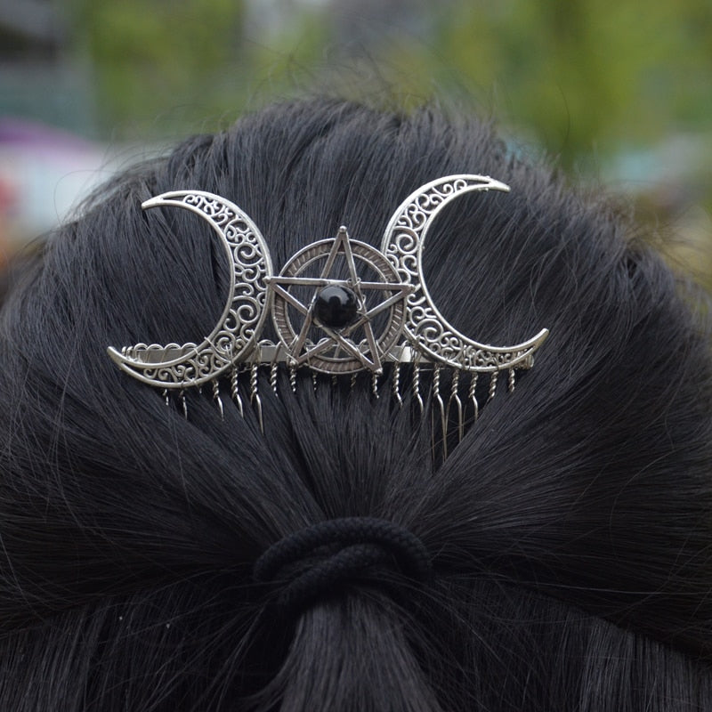 Crescent Moon Pentagram Tiara