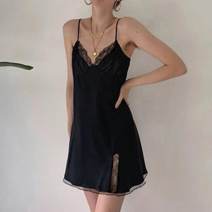 Lace Satin Mini Dress