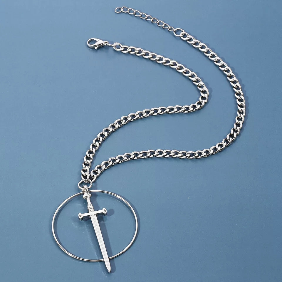 Sword In A Circle Choker Necklace