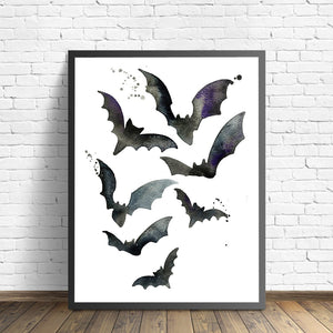 Bats Print Wall Art Canvas