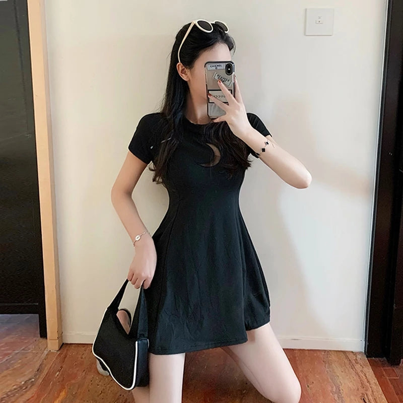 Crescent Moon Black Mini Dress