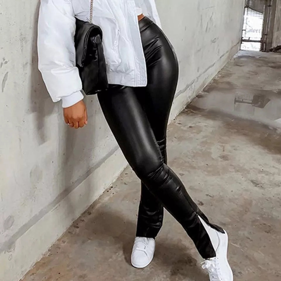 Side Split Leather Pants