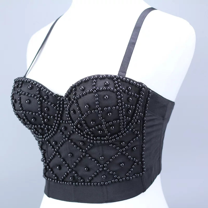 All Over Black Pearls Bustier