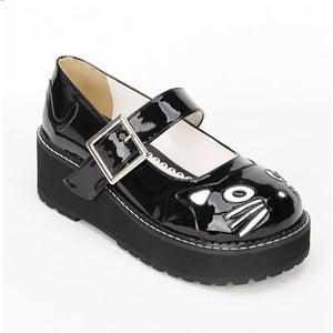 Cat Print Chunky Flatform Shoes