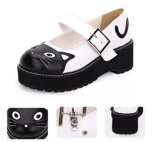 Cat Print Chunky Flatform Shoes