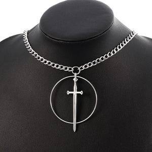 Sword In A Circle Choker Necklace