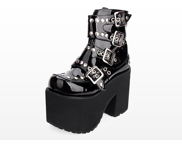 Buckles Designed High Heel Boots