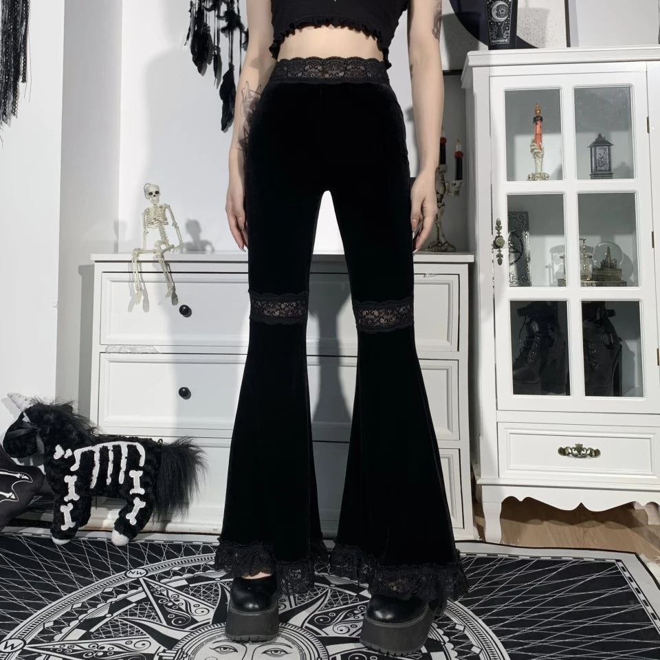 Lace Velvet Flare Trousers