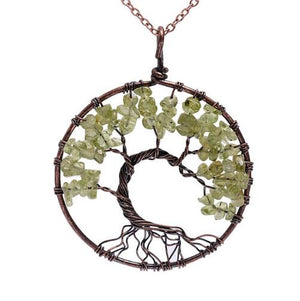 Crystal Natural Stone Tree of Life Necklace