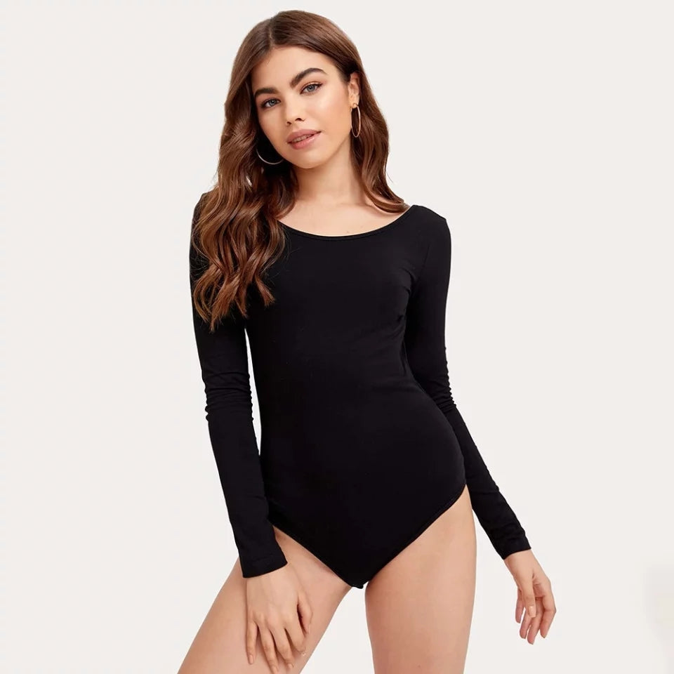 Black Backless Bodysuit