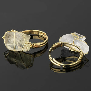 Golden Wire Wrapped Stone Ring