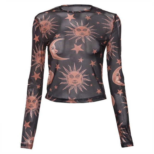 Sun Moon And Star Print Blouse