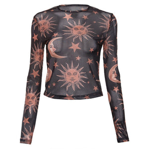 Sun Moon And Star Print Blouse