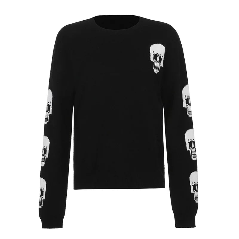 White Skulls Loose Sweater