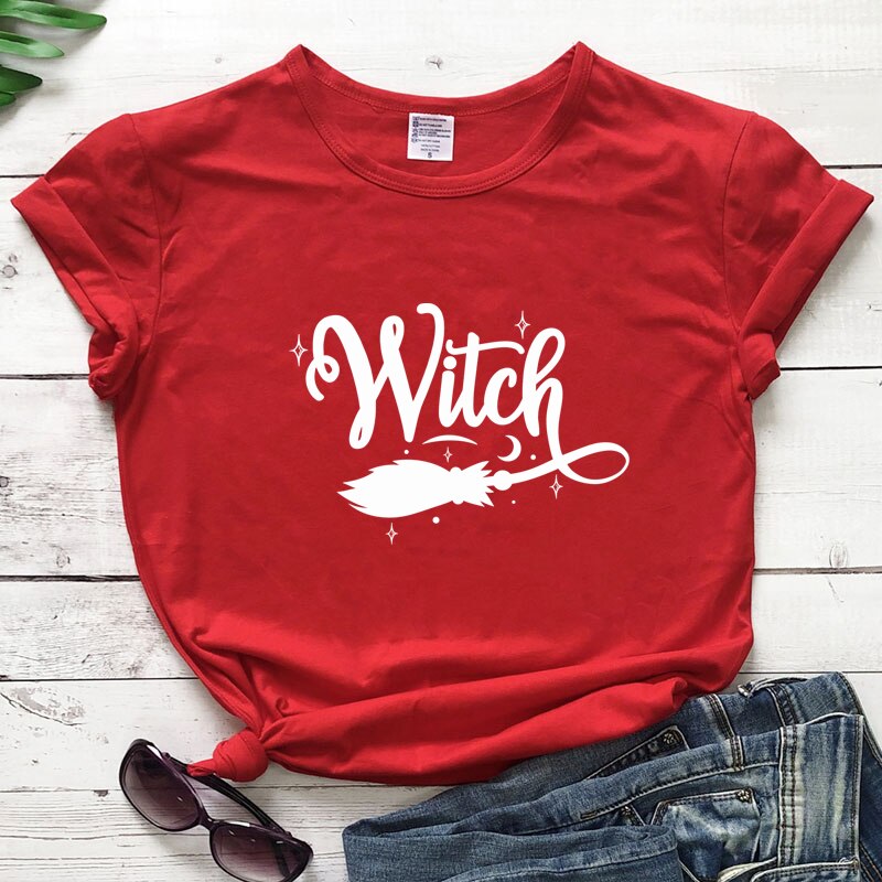 Witch Broom Print T-Shirt