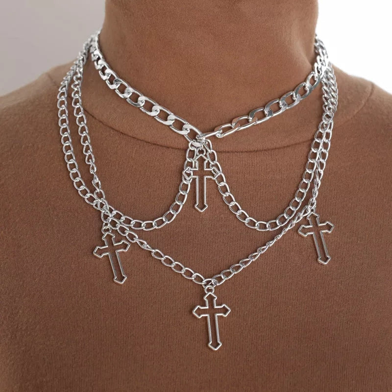 Multi-layered Cross Necklace