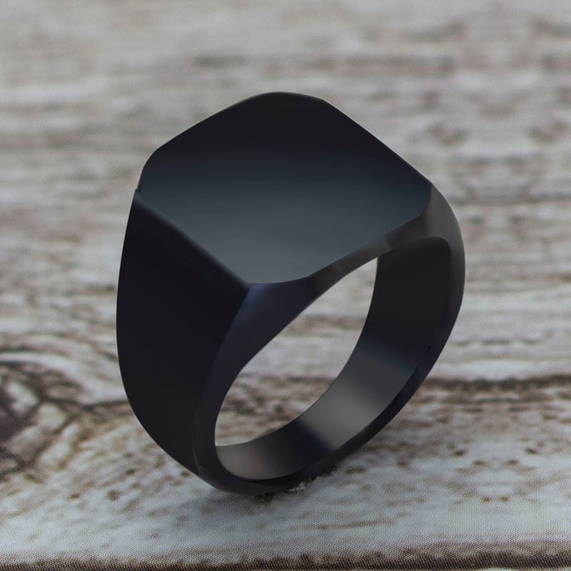 Black Matte Signet Ring