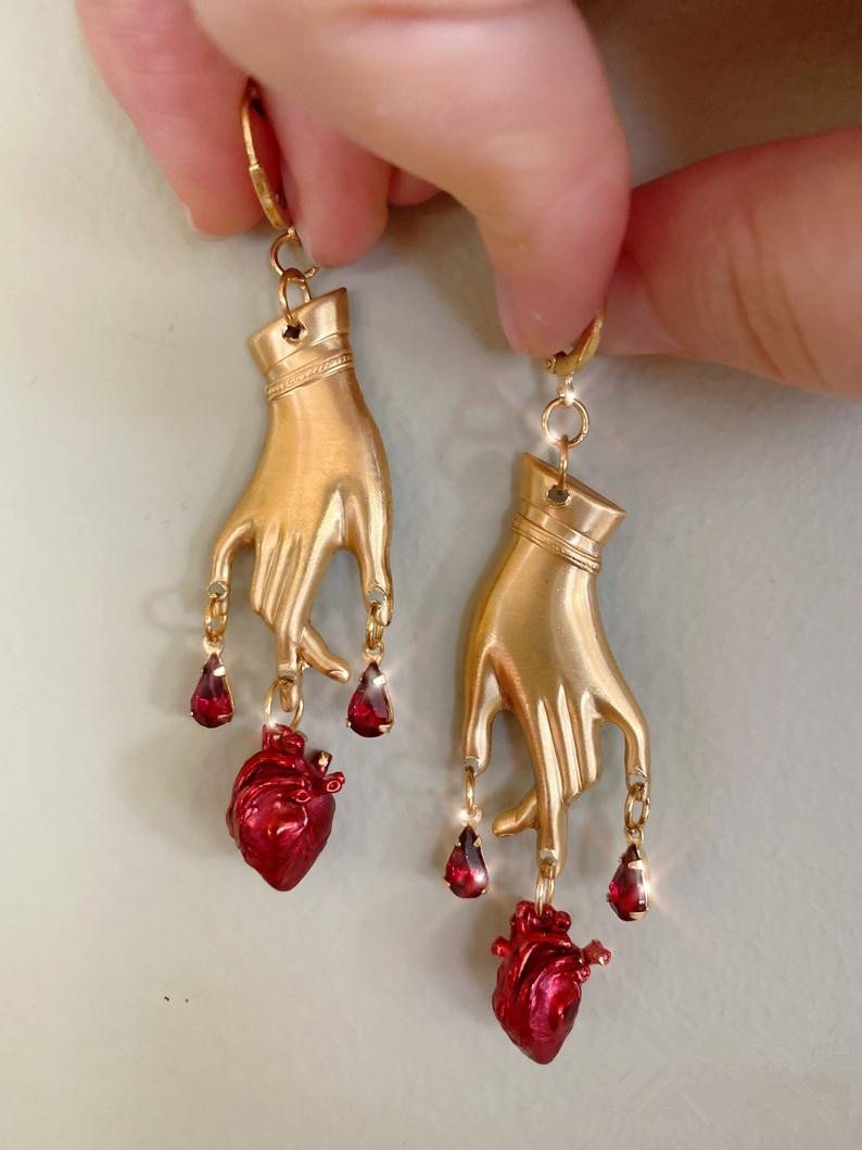 Bleeding Hands Dangle Earrings