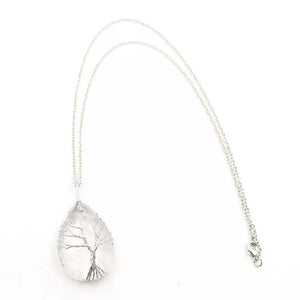 Silver And Gold Tree Of Life Stone Necklace