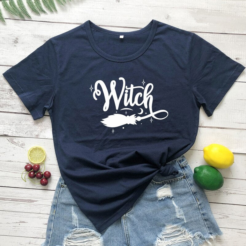 Witch Broom Print T-Shirt