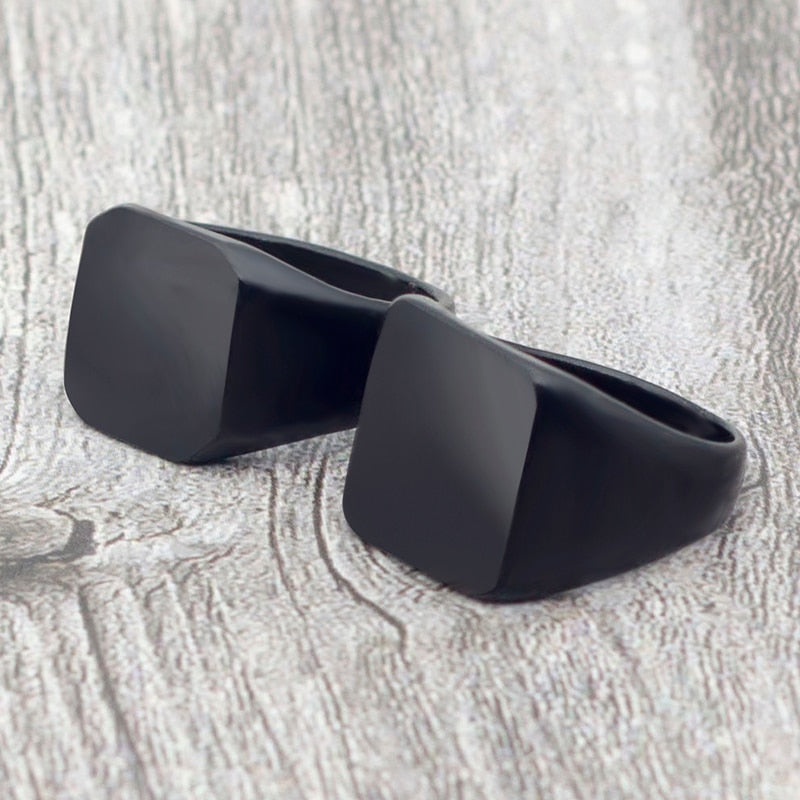 Black Matte Signet Ring