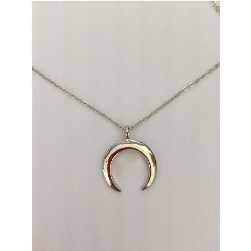 Gold And Silver Crescent Moon Necklace