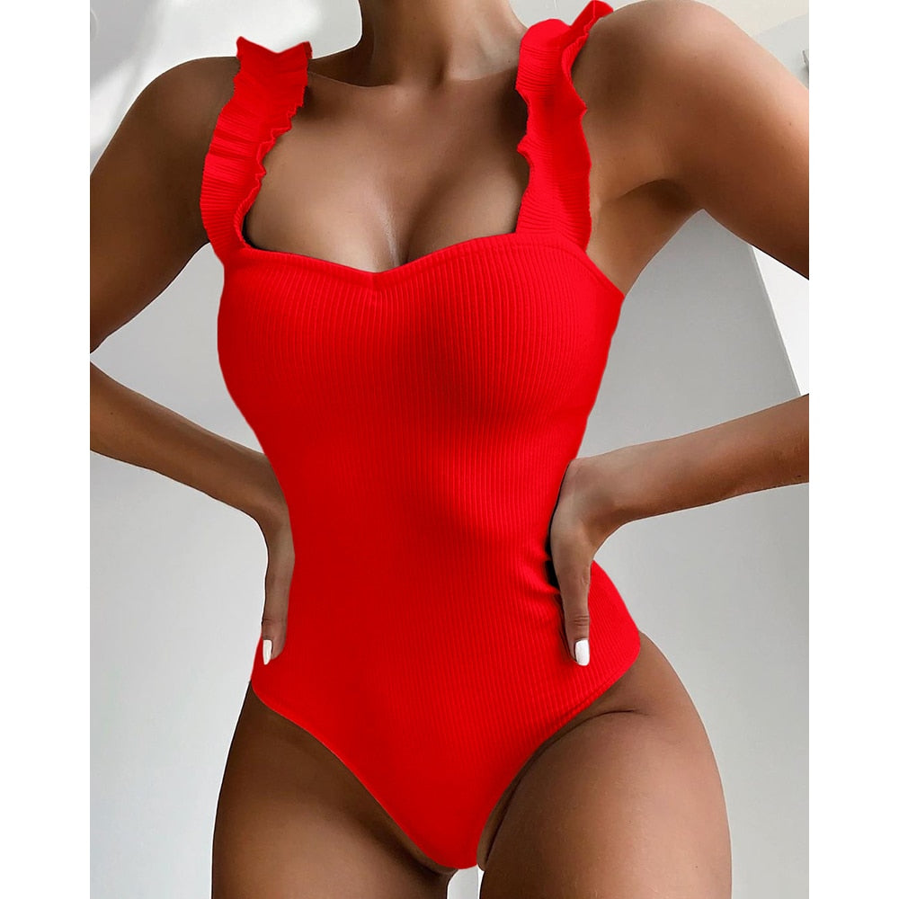 Ruffle Sleeved Swimsuit