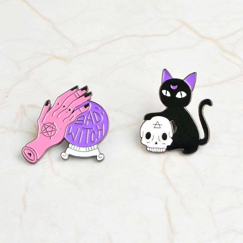 Magic Ball And Cat Pin