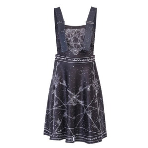 Pentagram Print Suspender Skirt