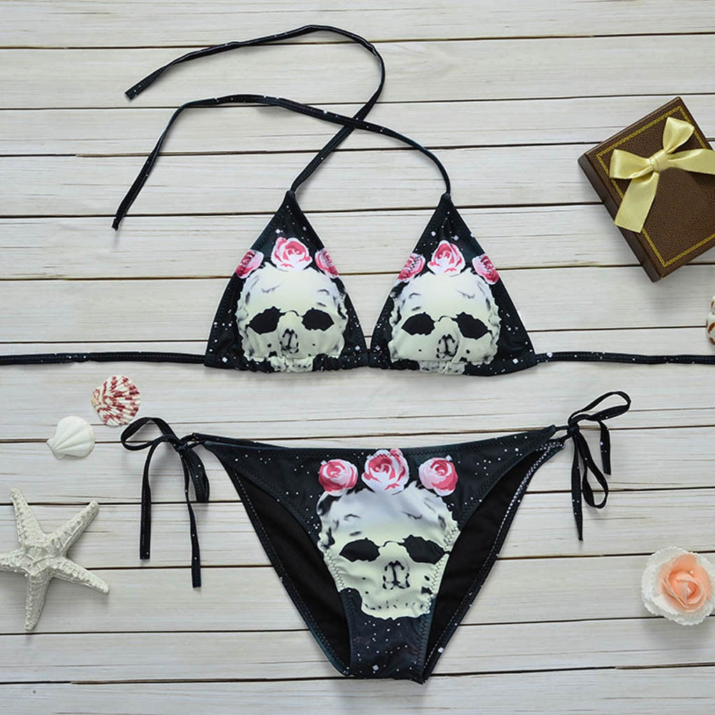 Skull Print Bikini Set