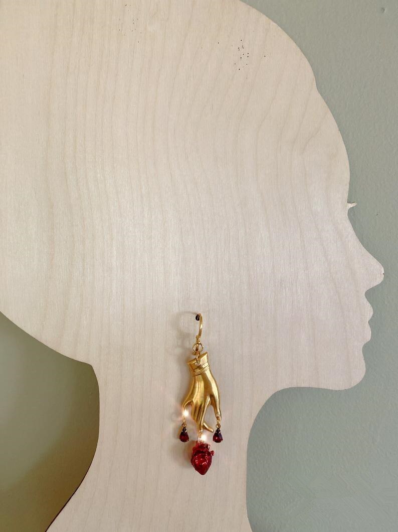 Bleeding Hands Dangle Earrings