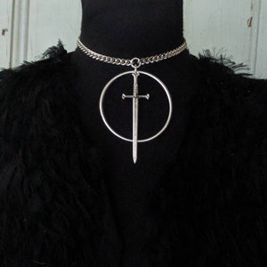 Sword In A Circle Choker Necklace