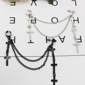 Hanging Cross Chain Earrings