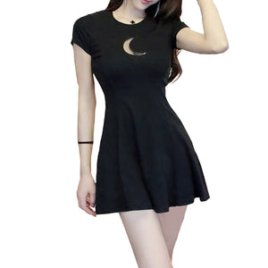 Crescent Moon Black Mini Dress