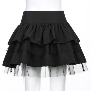 Lace Up Ruffled Mini Skirt