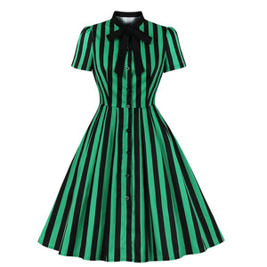 Vintage Striped Midi Dress