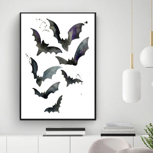 Bats Print Wall Art Canvas